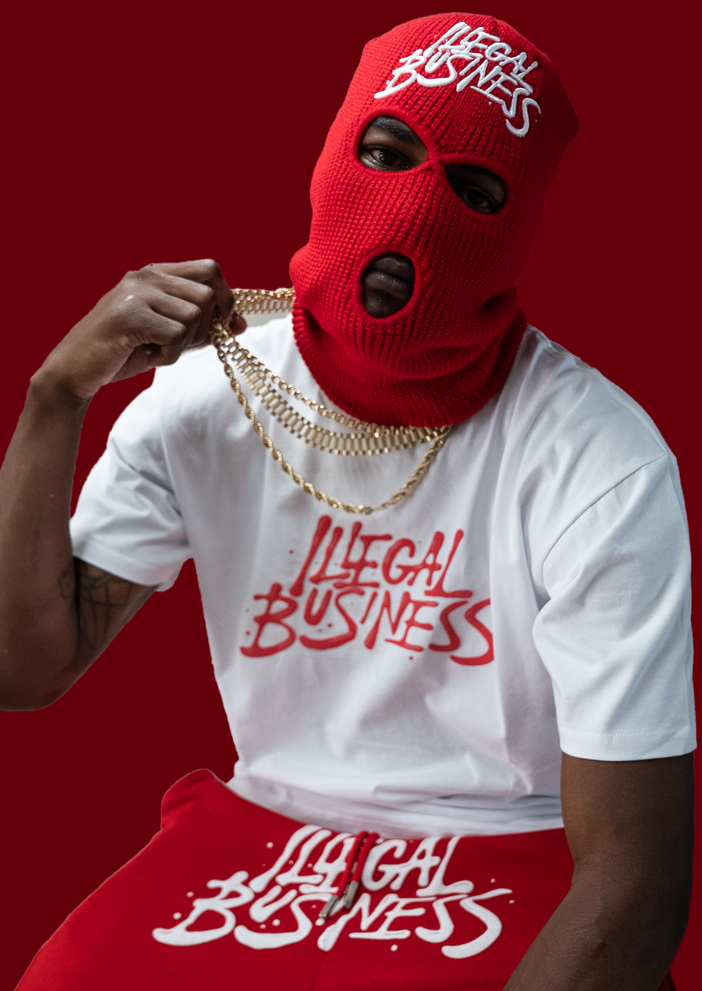 The Illegal Business Logo T-Shirt - White/Red