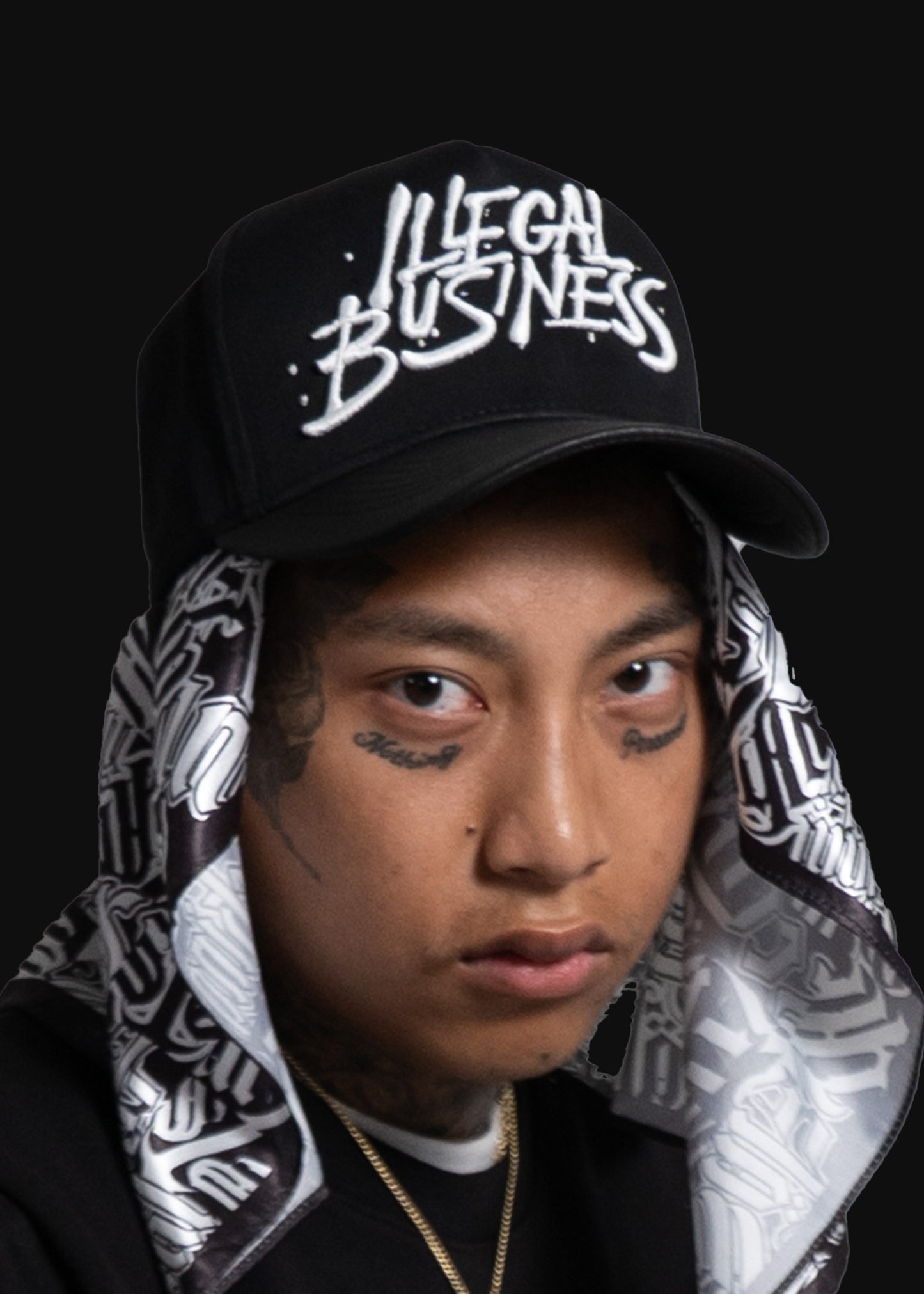Illegal Business Leather Brim Hat - Black/Black/White