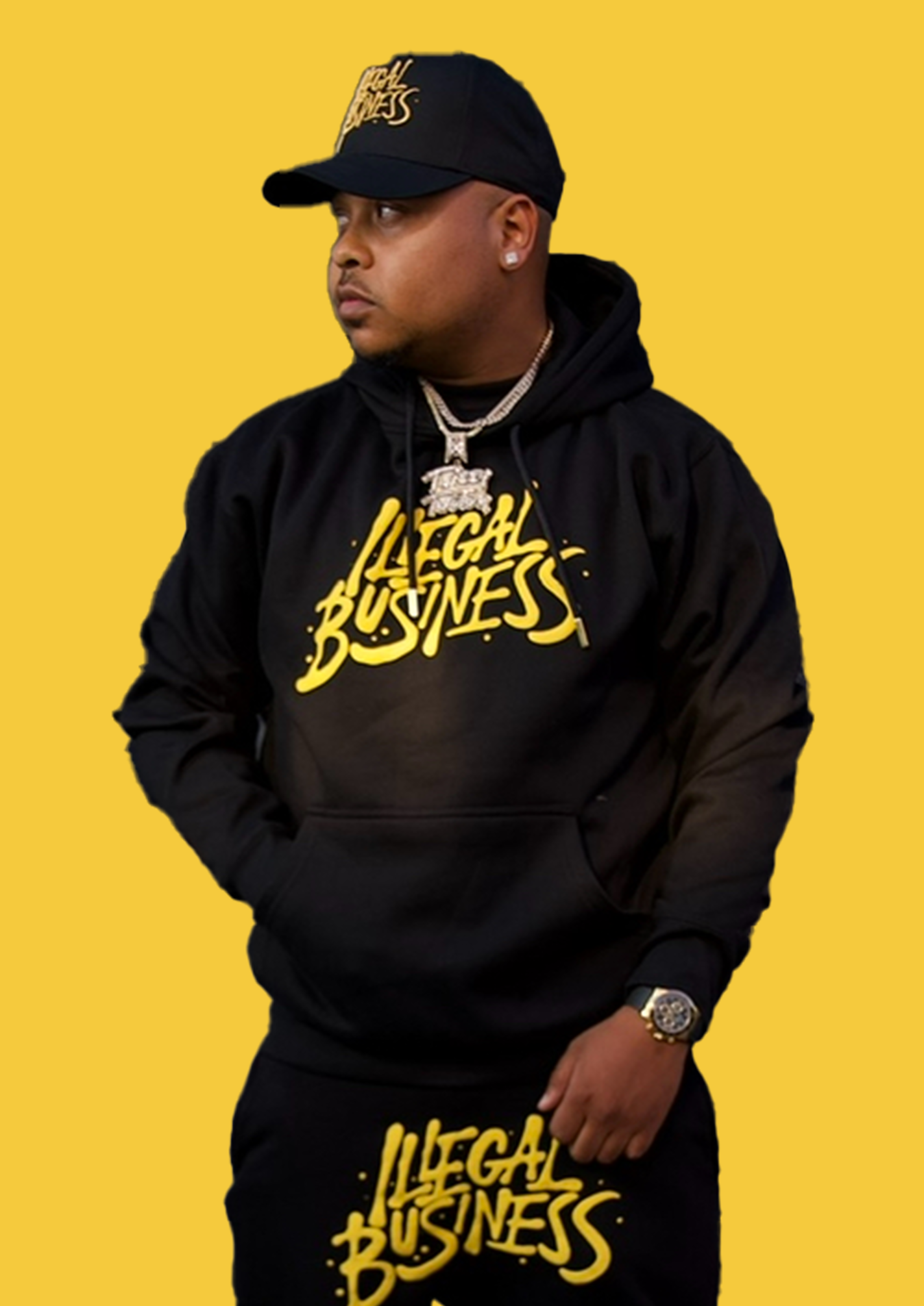 The Illegal Business Logo Hoodie - Black/Yellow