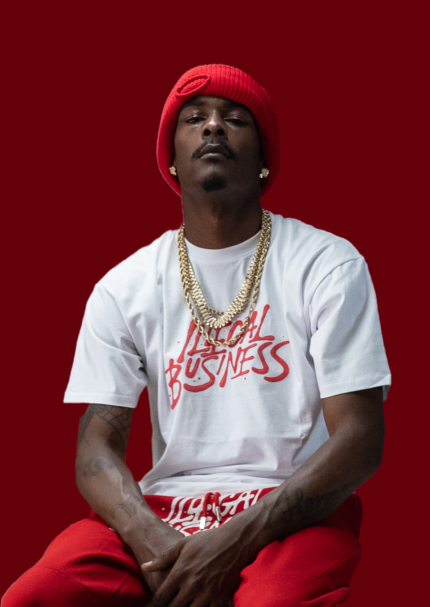 The Illegal Business Logo T-Shirt - White/Red