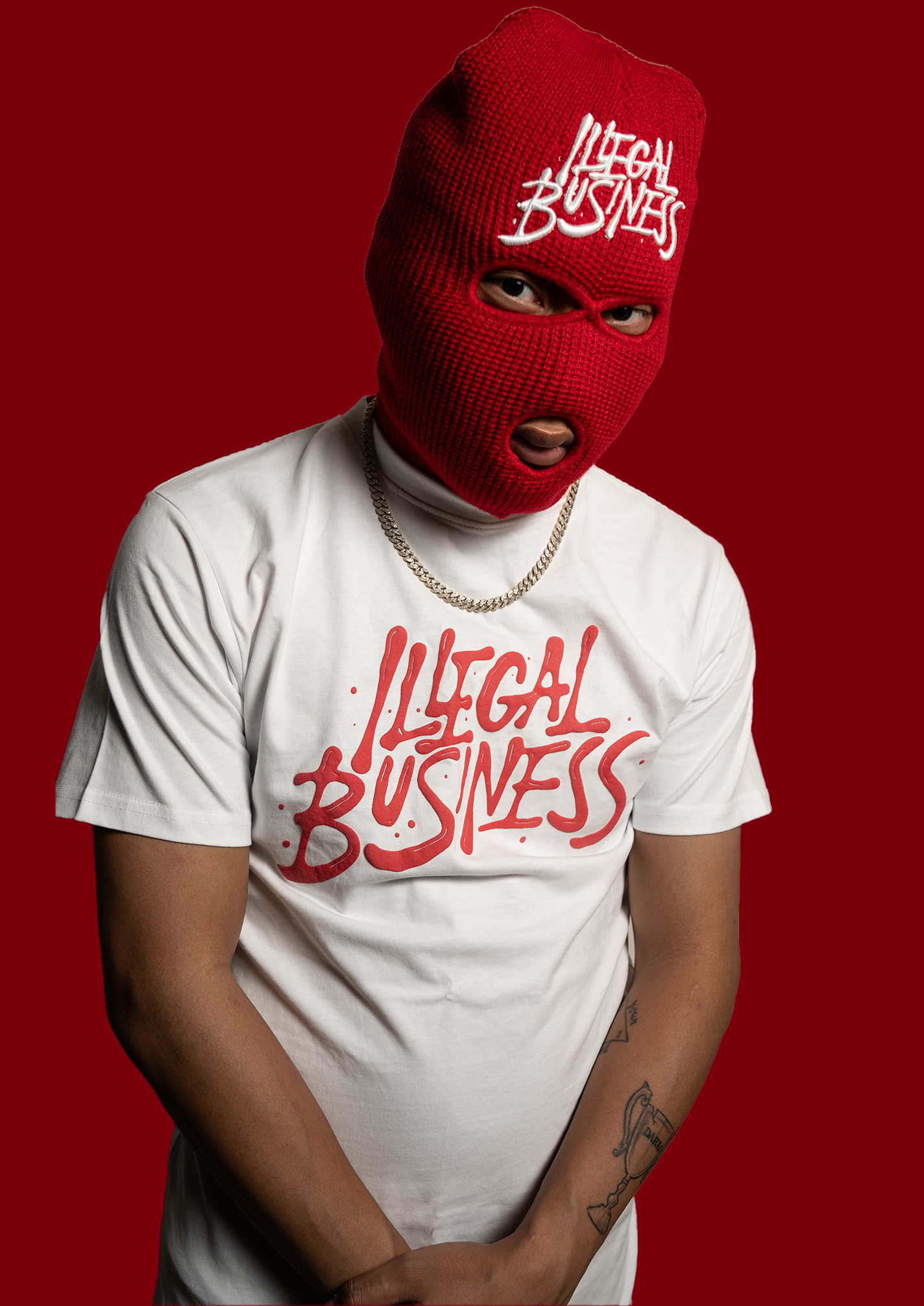 The Illegal Business Logo T-Shirt - White/Red