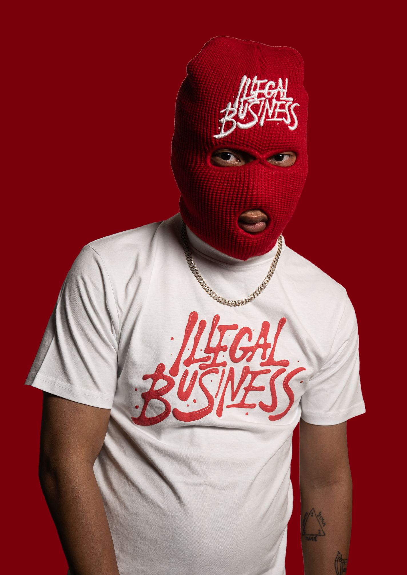 The Illegal Business Logo T-Shirt - White/Red