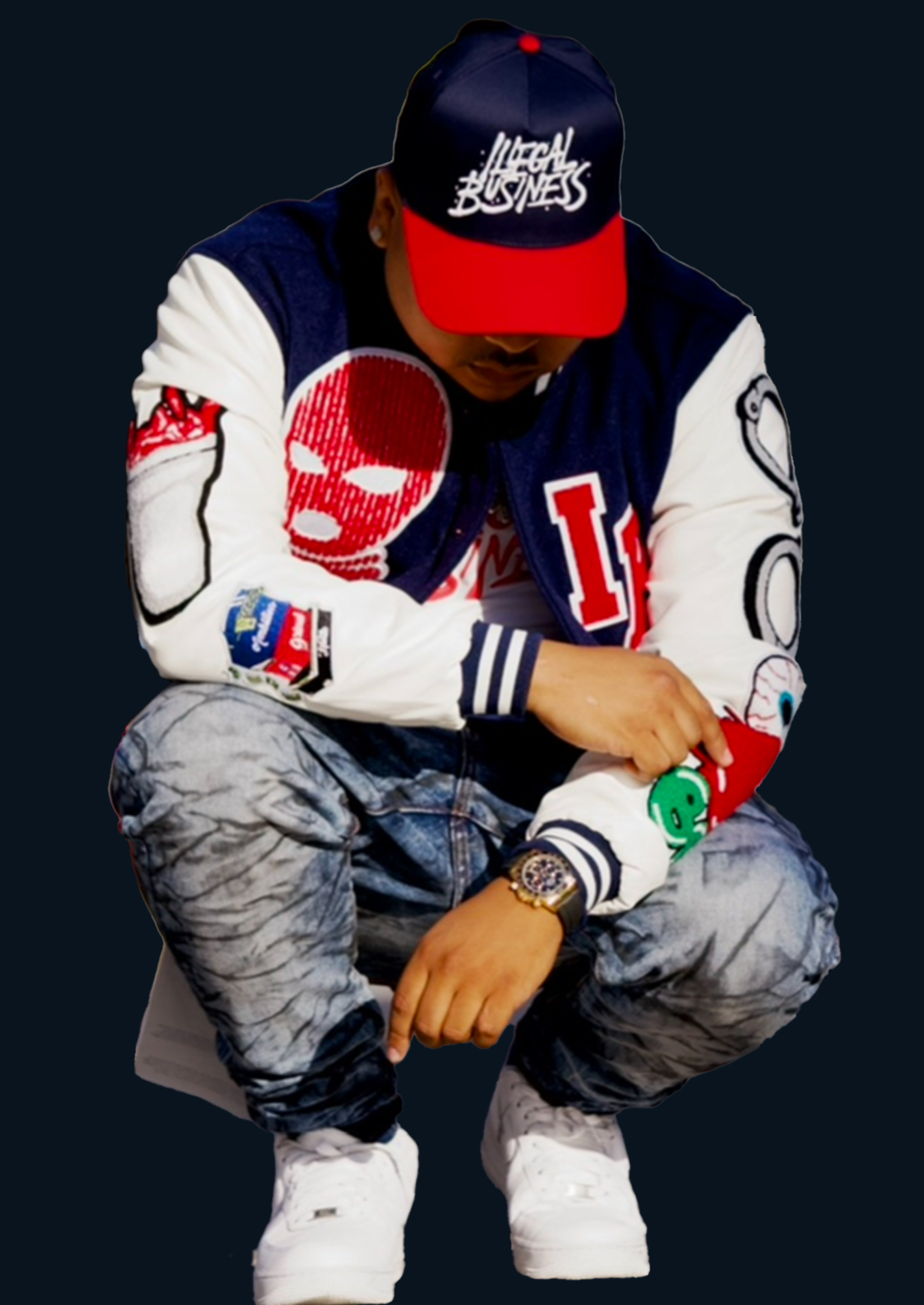 Illegal Varsity Jacket Navy/Red