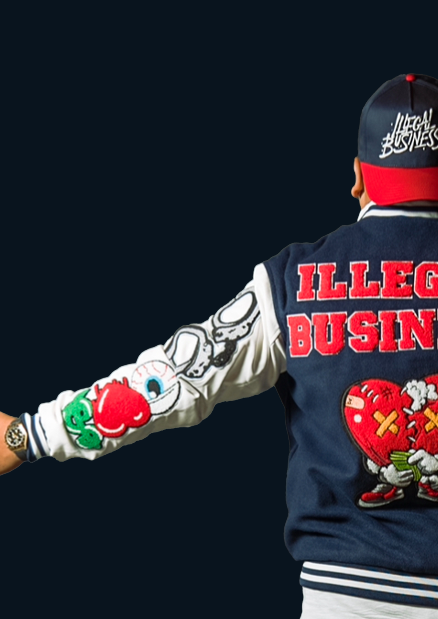 Illegal Varsity Jacket Navy/Red