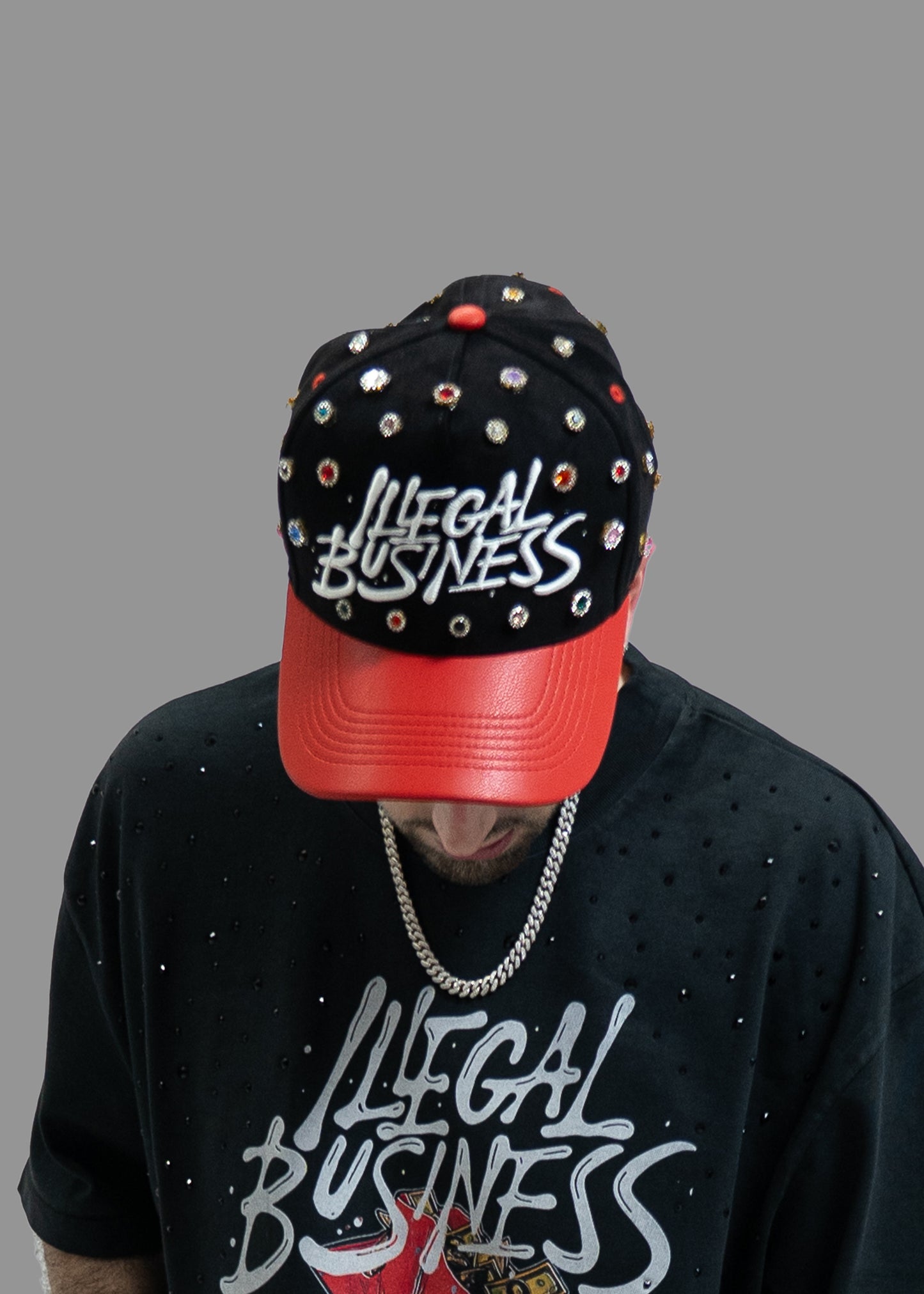 The Illegal A-Frame Crown Jewel Snapback - Black / Red