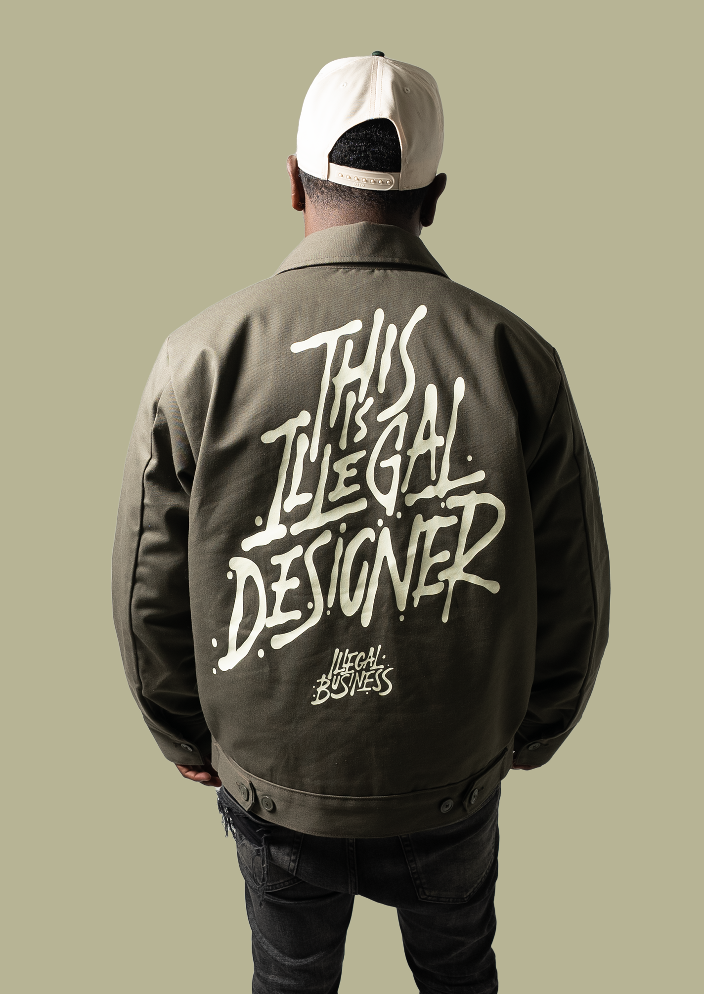 Illegale Dickie Jacket Olive Green and Cream