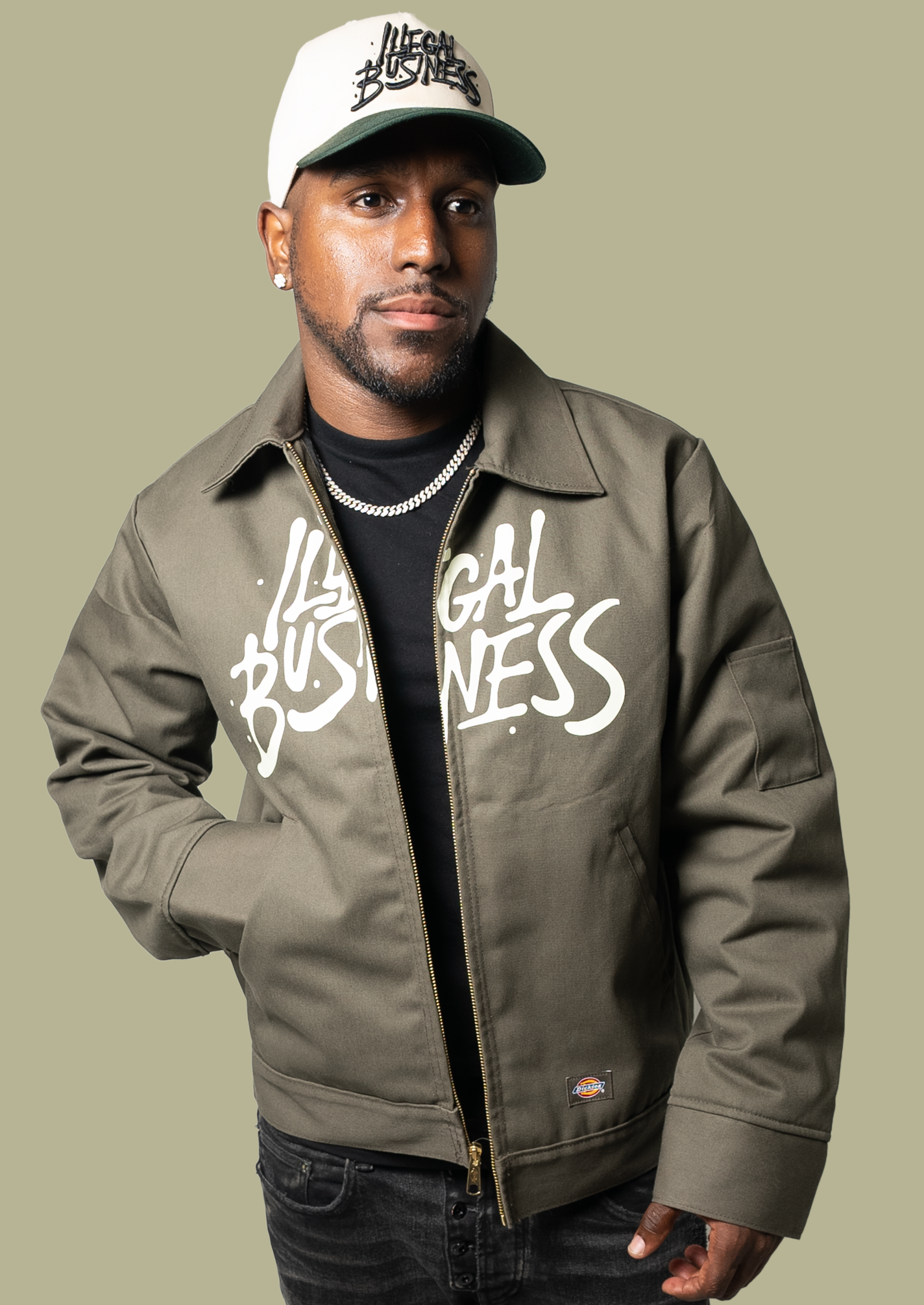 Illegale Dickie Jacket Olive Green and Cream