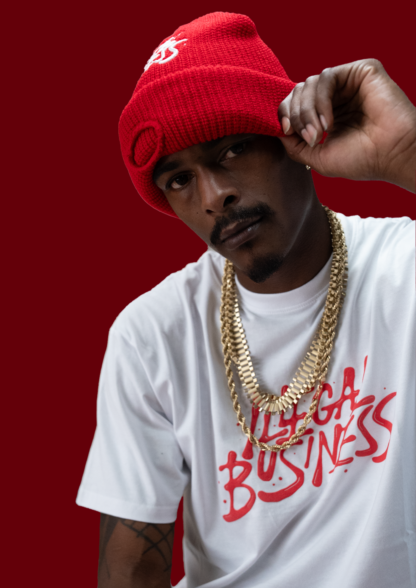 The Illegal Business Logo T-Shirt - White/Red