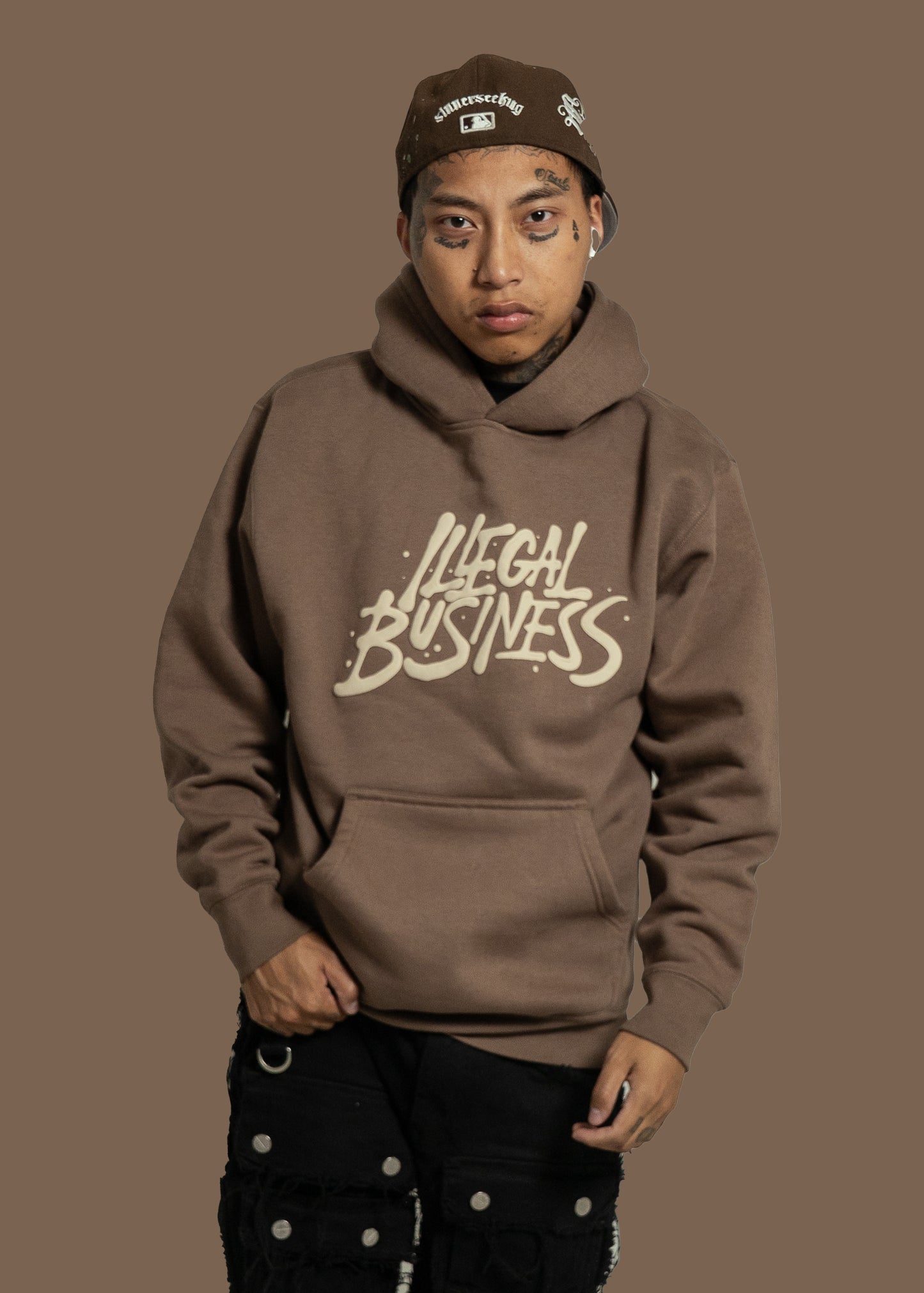 The Illegal Business Logo Hoodie - Brown/Cream