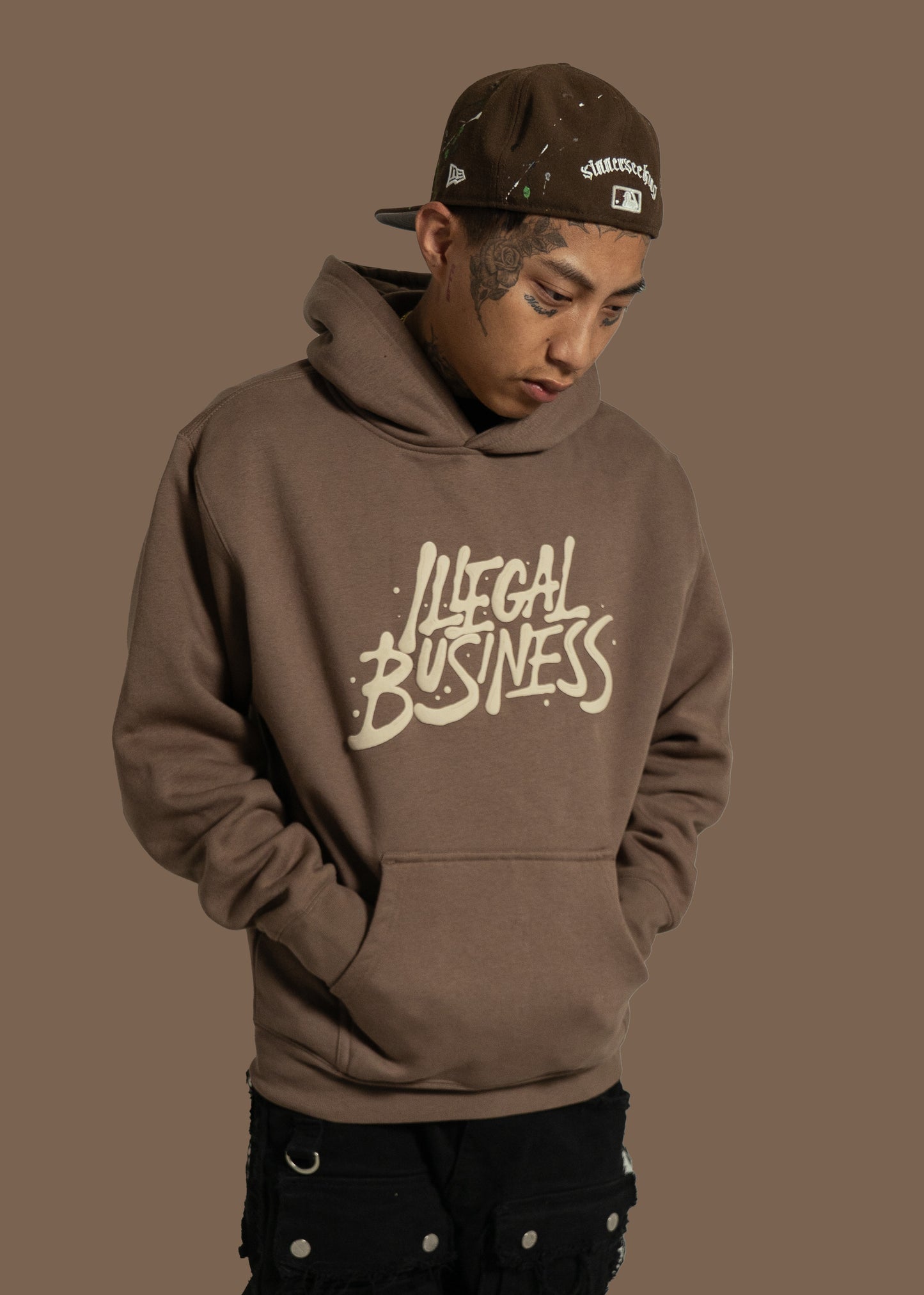 The Illegal Business Logo Hoodie - Brown/Cream