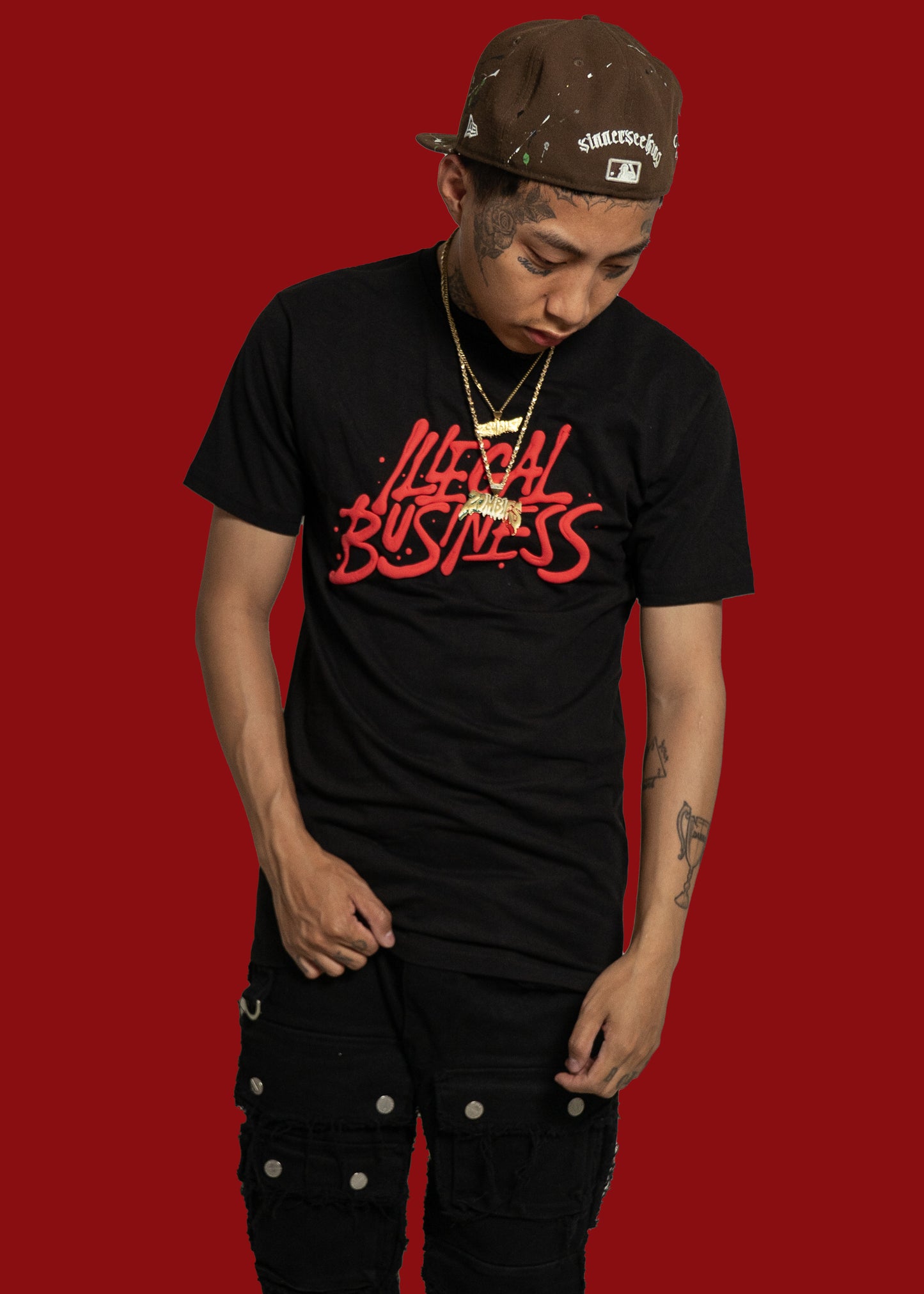 The Illegal Business Logo T-Shirt - Black/Red