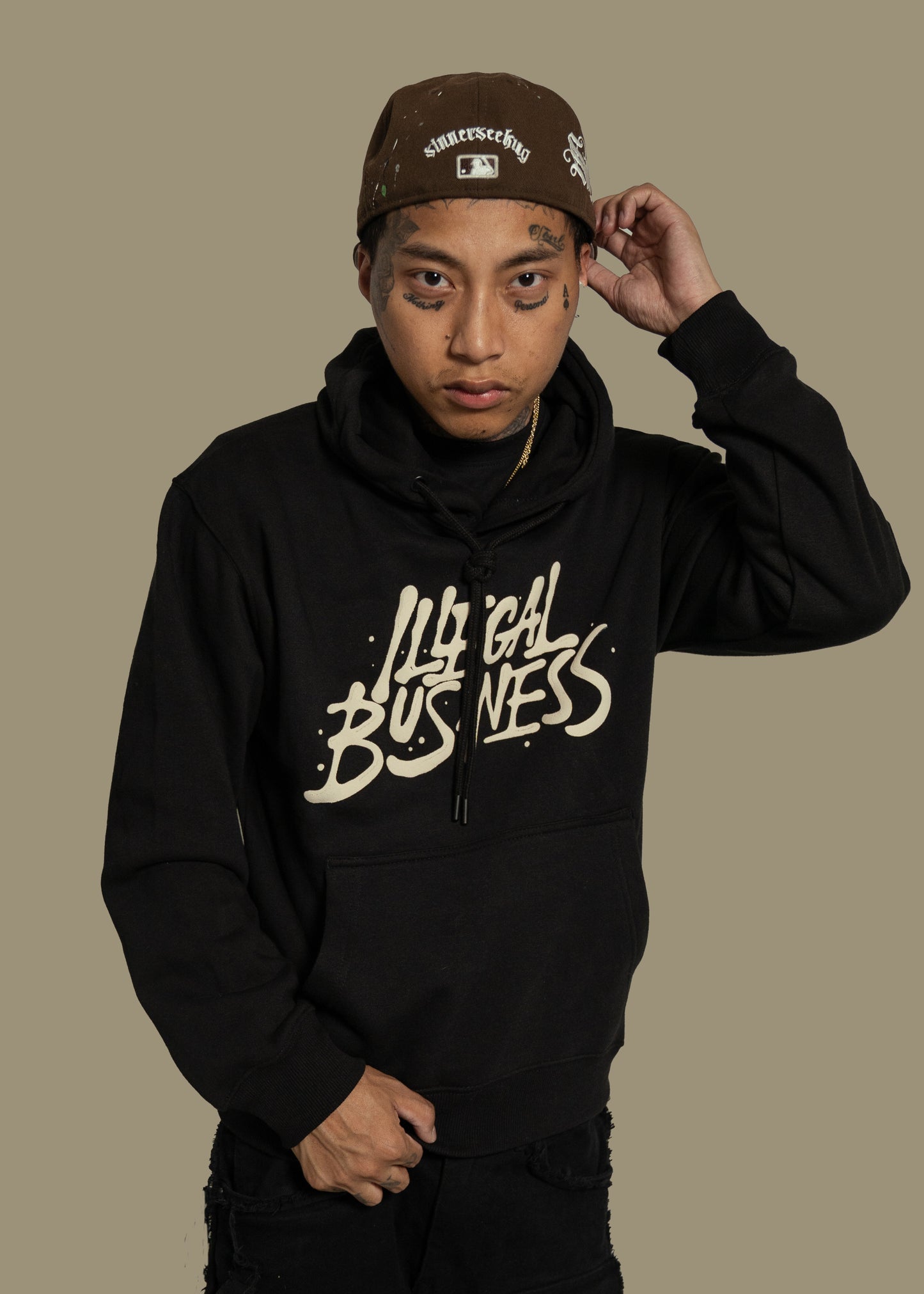 The Illegal Business Logo Hoodie - Black/Cream