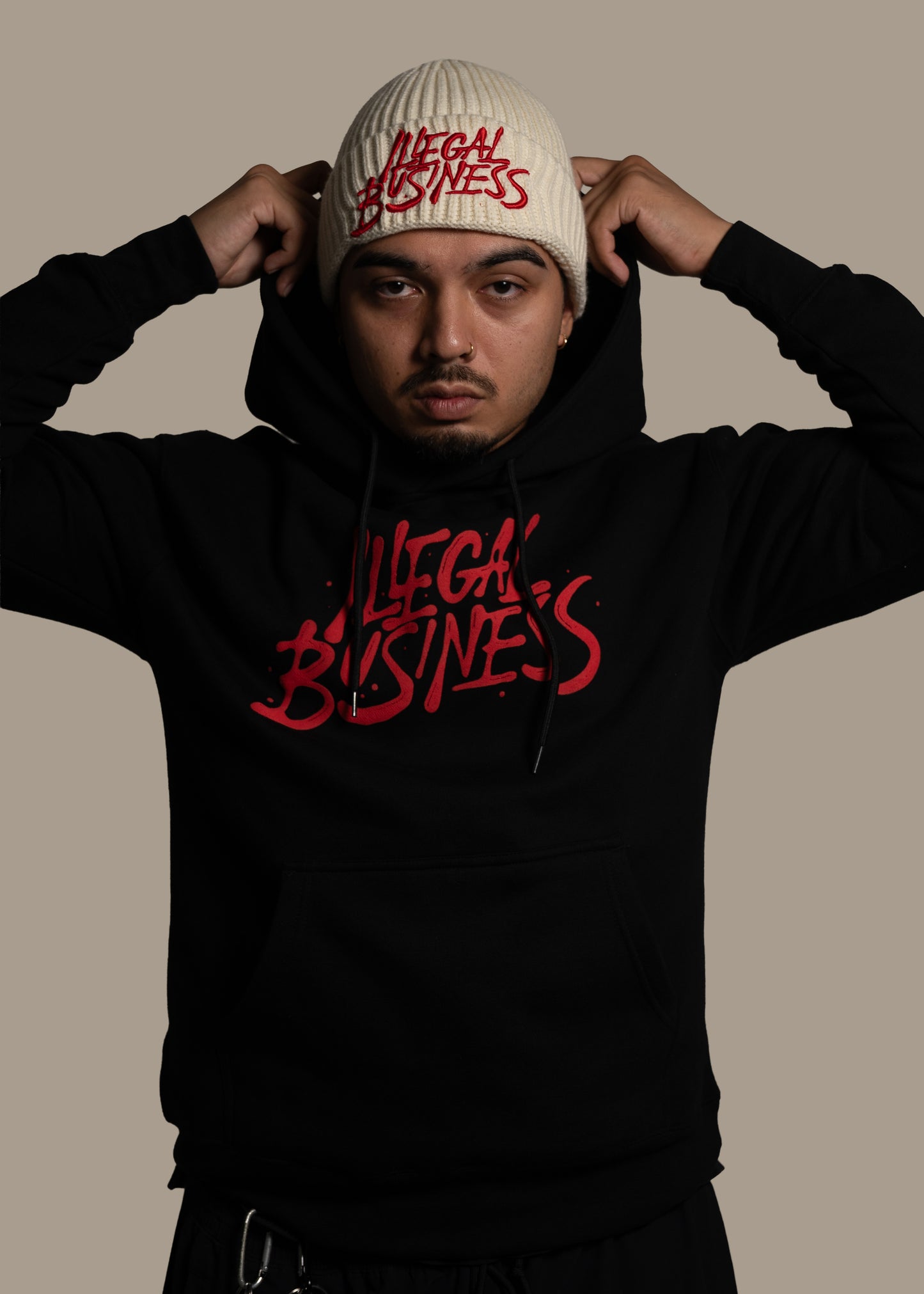 The Illegal Business Logo Hoodie - Black/Red