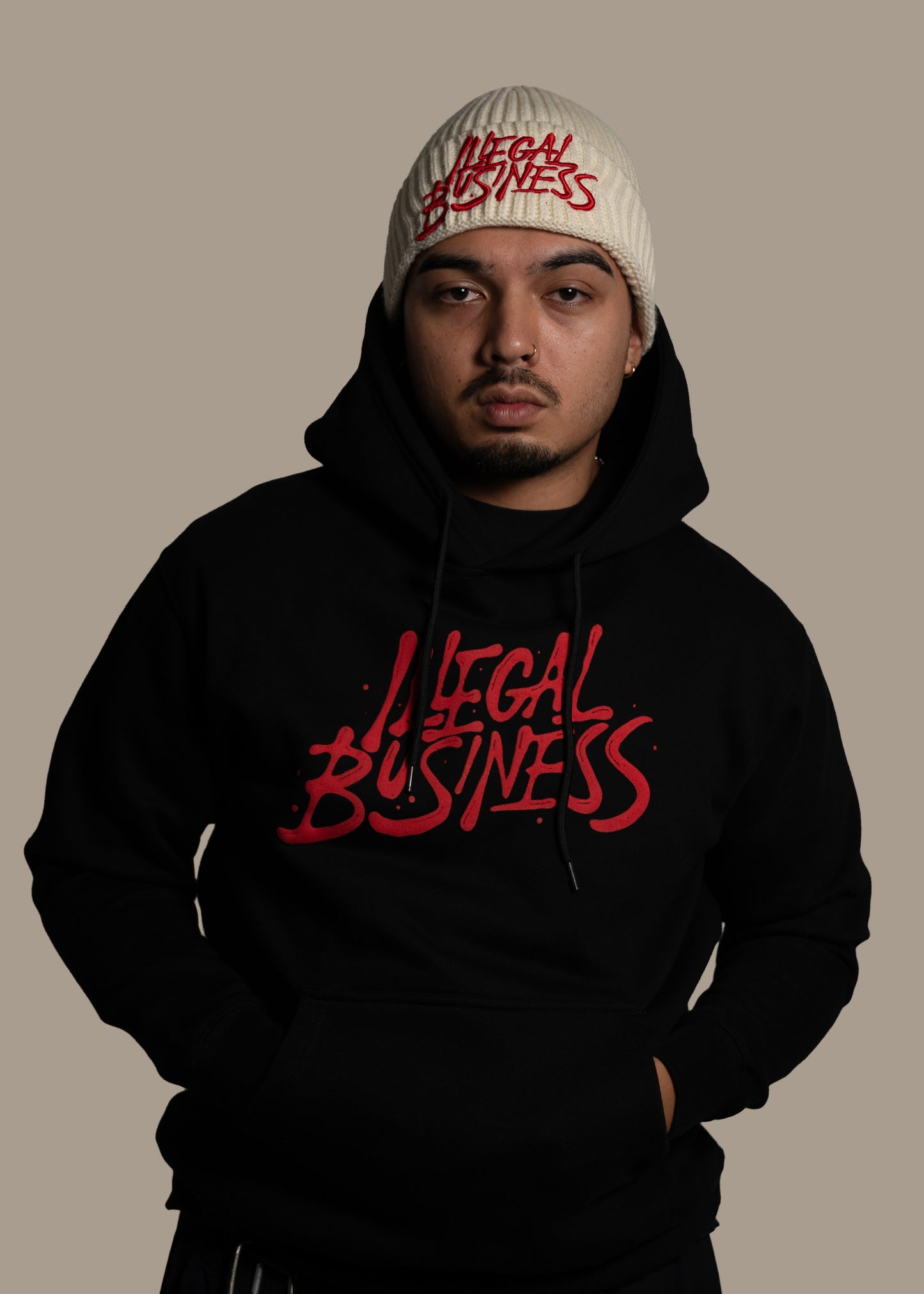 The Illegal Business Logo Hoodie - Black/Red