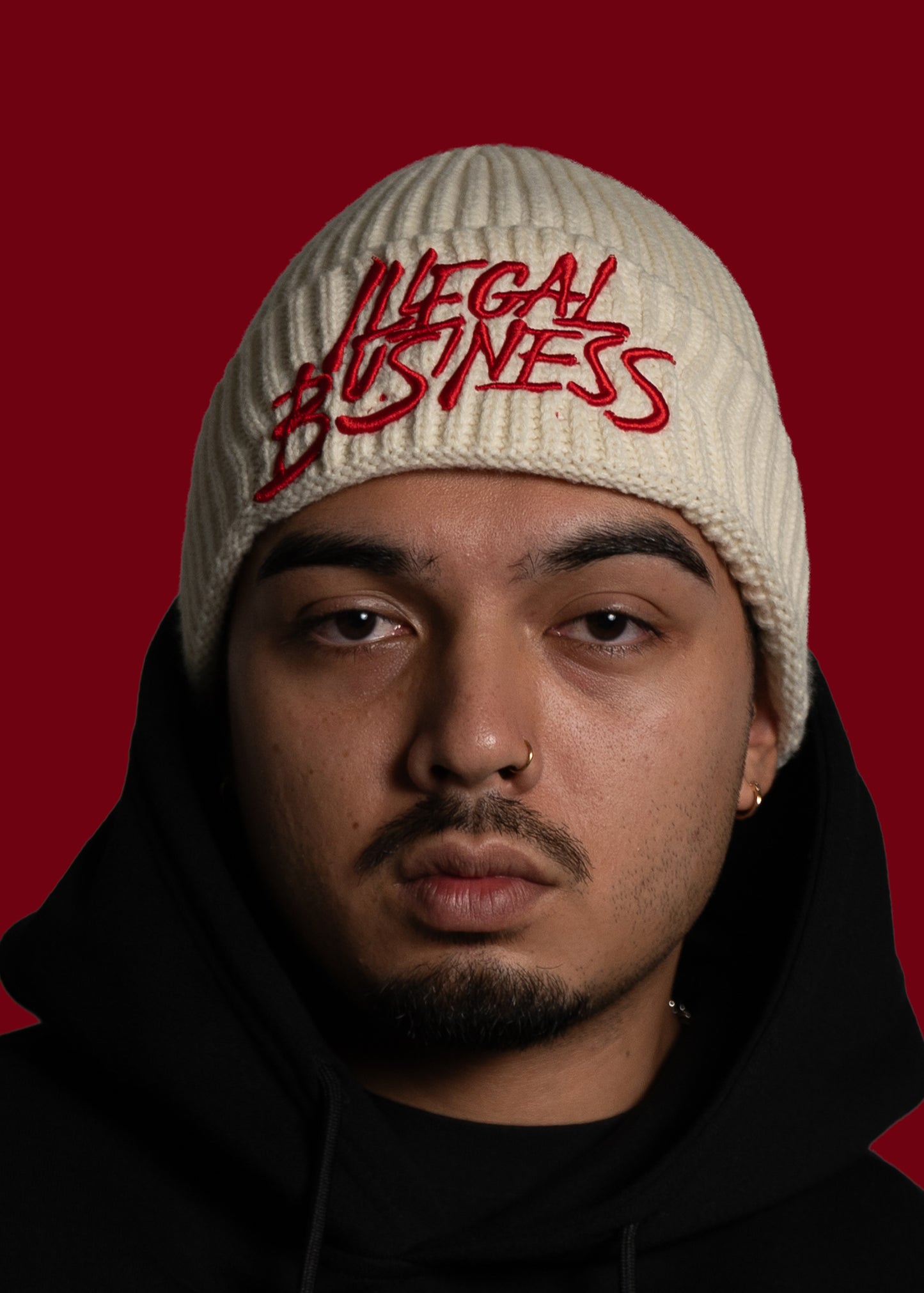 The Illegal Business Beanie - Cream/Red