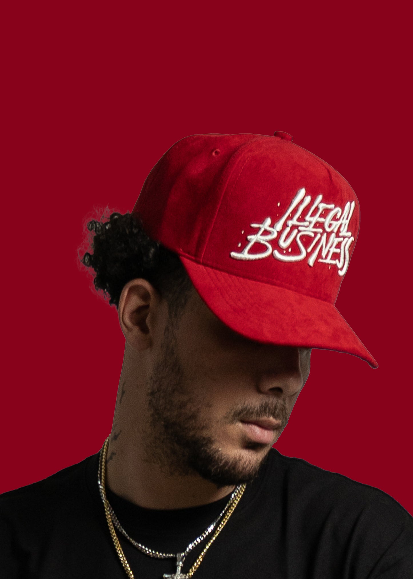 The Illegal A-Frame SUEDE Snapback - Red/White