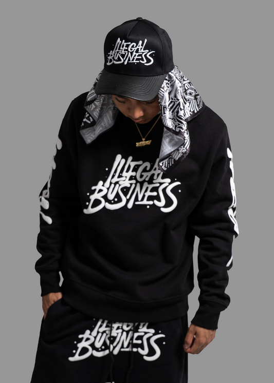 Illegal Business Black Crewneck with Illegal Sleeves