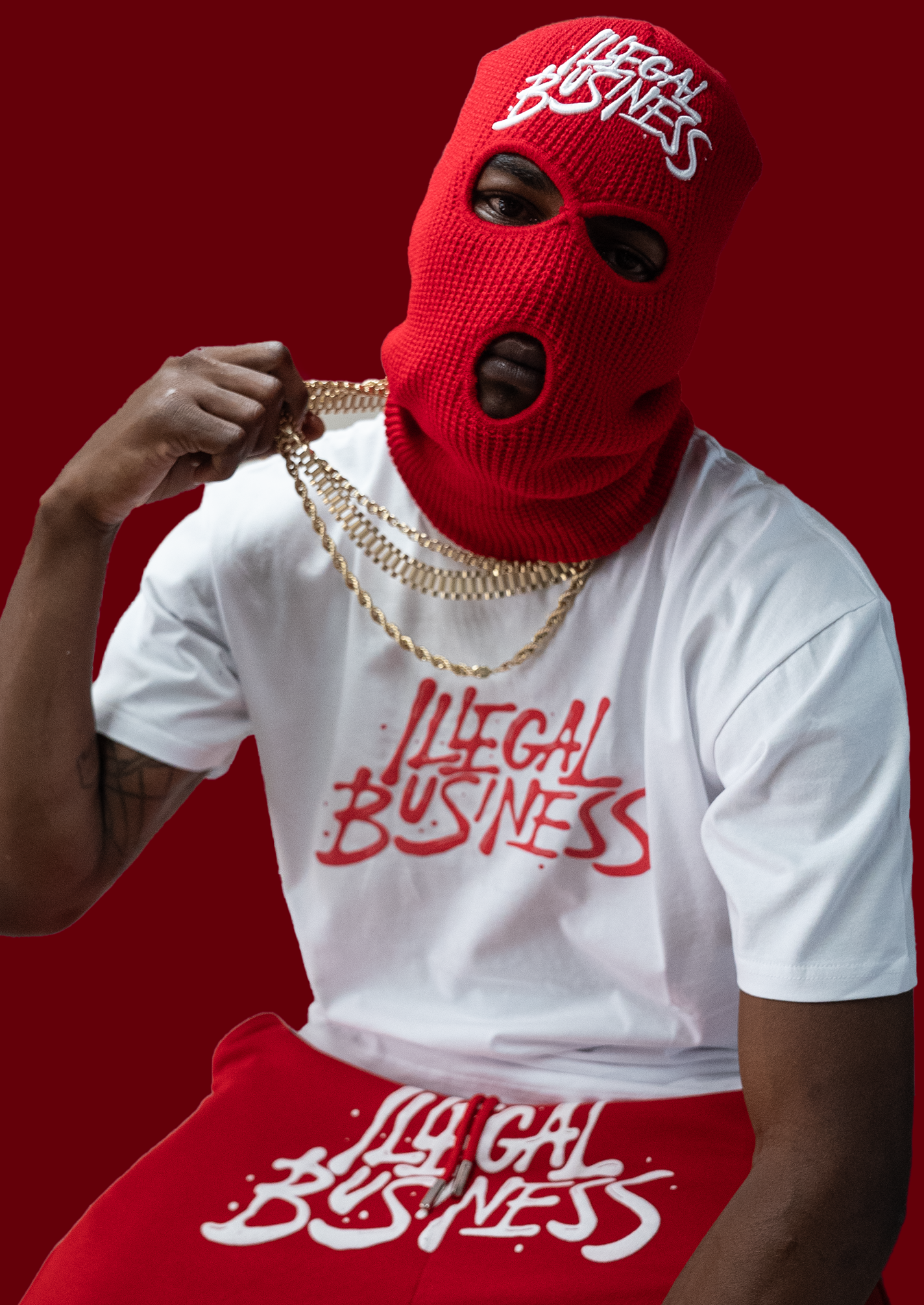 Illegal Business - Red Logo White Tee