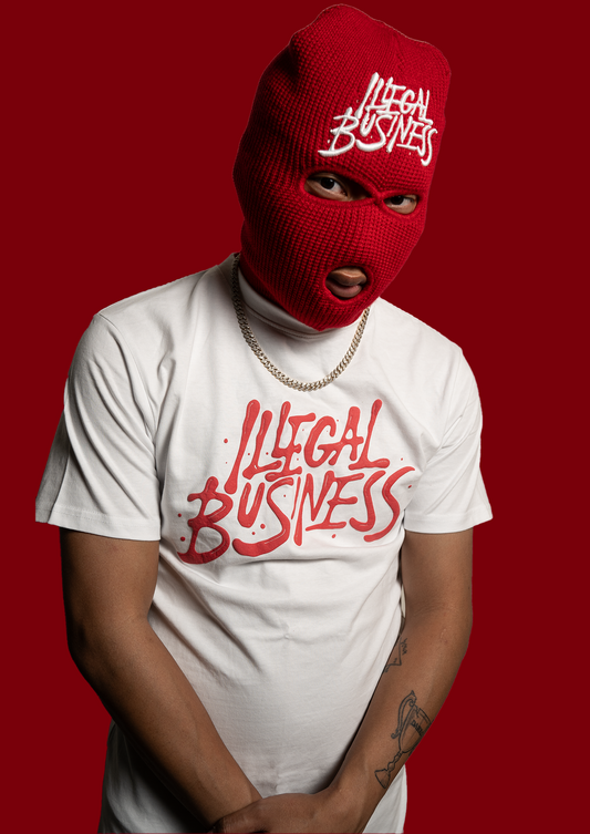 Illegal Business - Red Logo White Tee