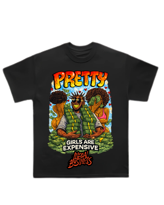 "Pretty Girls Are Expensive" Stacks of Cash Oversized Tee