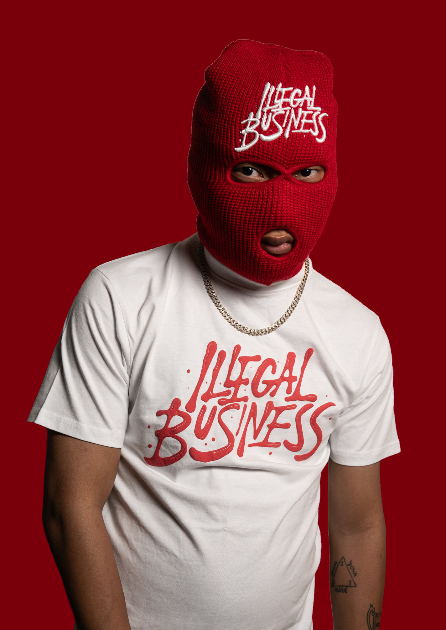 Illegal Business - Red Logo White Tee