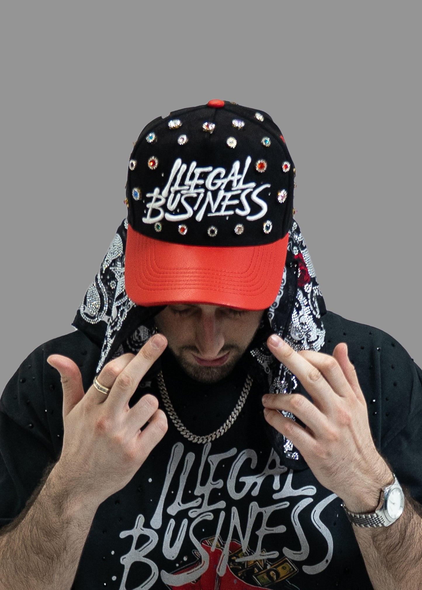 The Illegal A-Frame Crown Jewel Snapback - Black / Red