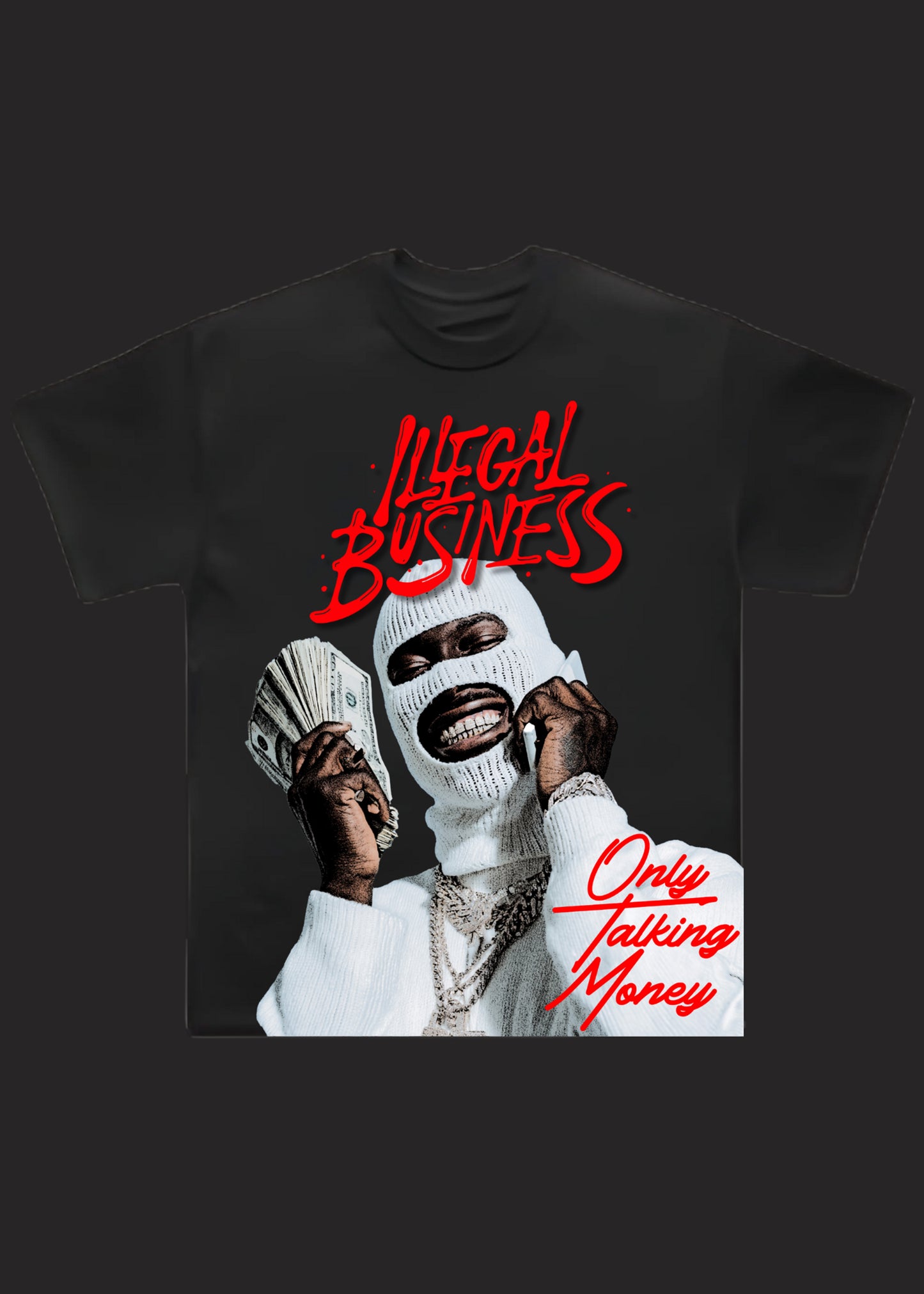 Illegal Business Oversized " Only Talking Money " Black Tee