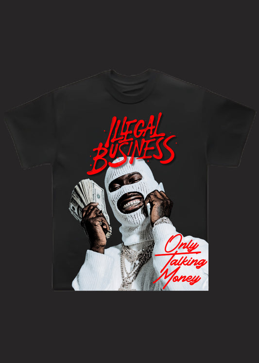 Illegal Business Oversized " Only Talking Money " Black Tee