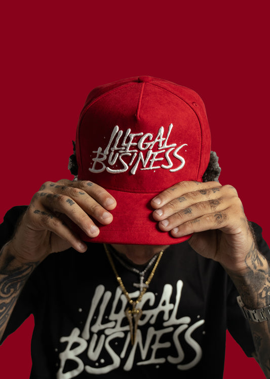 The Illegal A-Frame SUEDE Snapback - Red/White