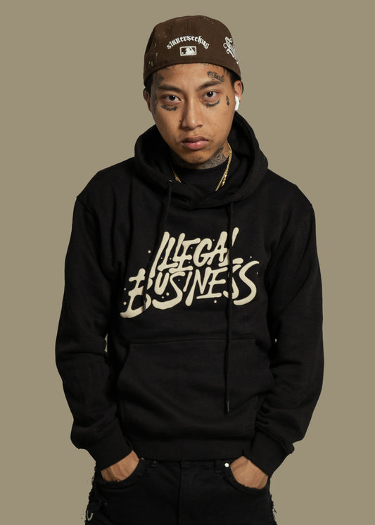 The Illegal Business Logo Hoodie - Black/Cream