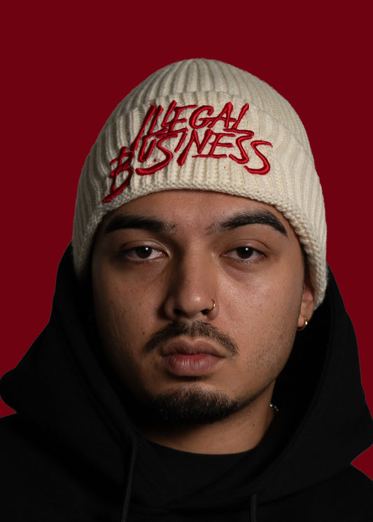 The Illegal Business Beanie - Cream/Red